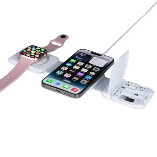 Bolero @memorii 2-in-1 Wireless Charger with Multi Cable Set White Display